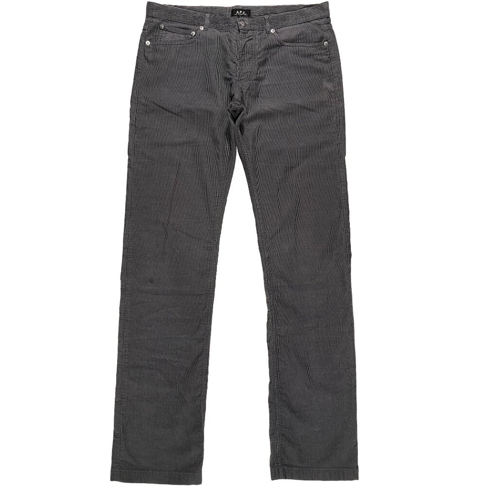 A.P.C. 100% Cotton Slim Straight Leg Gray Corduroy Chino Pants mens size 34x33.5